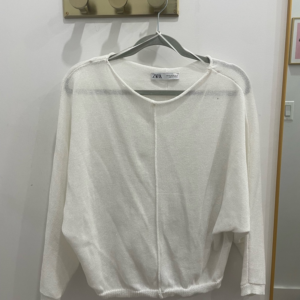 Zara Cream Textured Top
